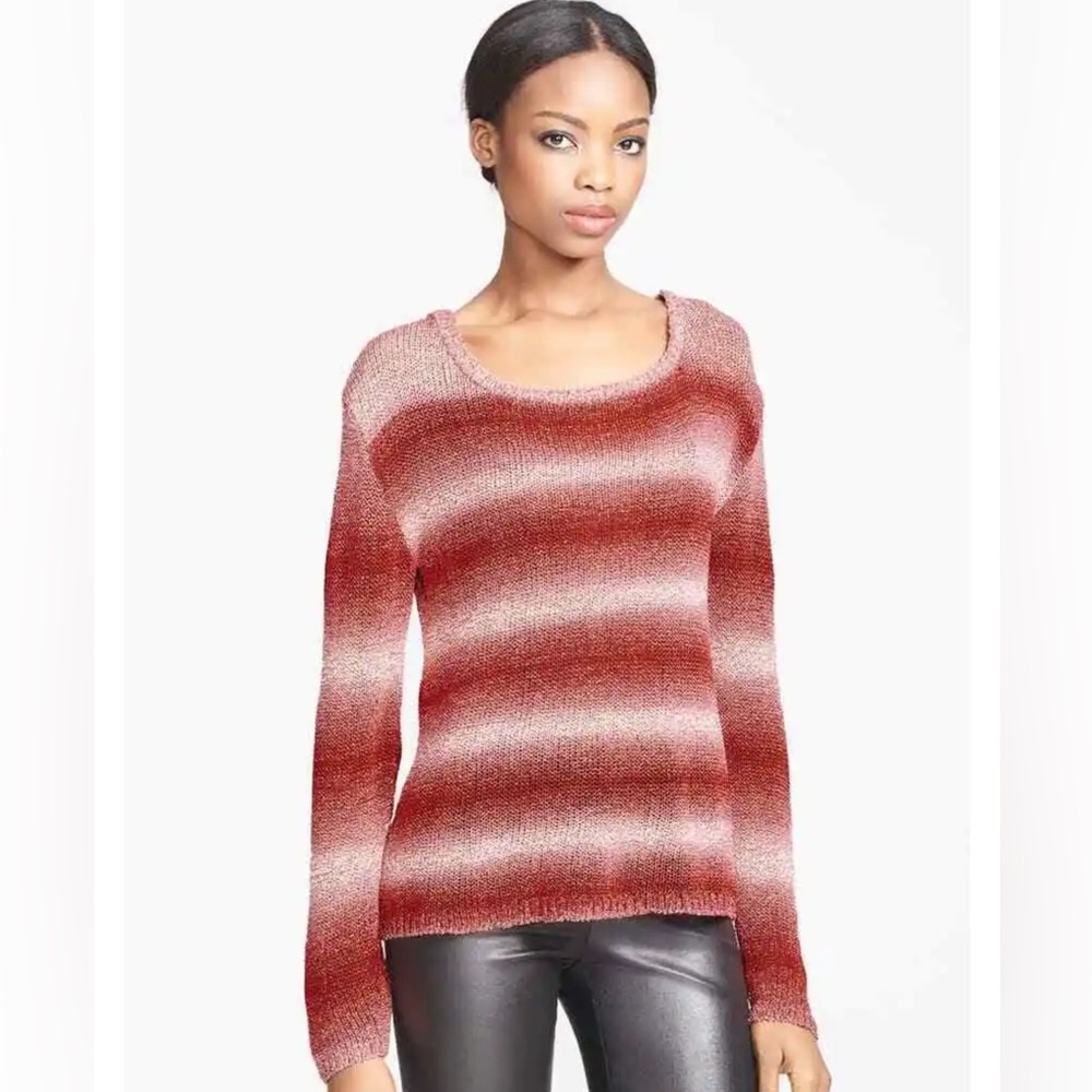 Alice + Olivia Ethan Red Ombre Stripe Cotton Rayon Knit Slouchy Size M